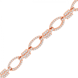 Small Oval and Bar Design Pave set Diamond Bracelet in 9ct Red Gold